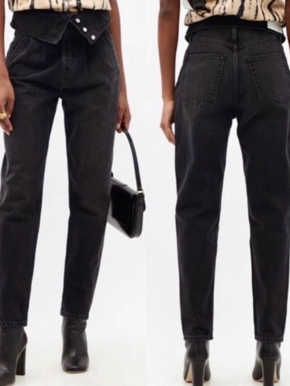 Re/Done Black High-Rise fold over noir 1980s Jeans size 26